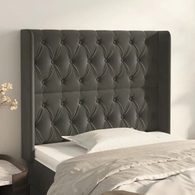 Testiera Ad Orecchio Grigio Scuro 93x16x118/128 Cm İn Velluto /