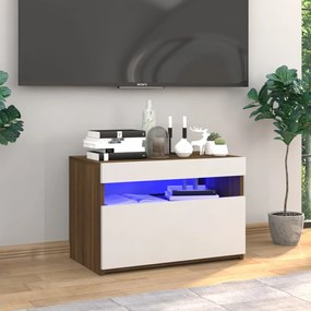 Mobile Porta TV con Luci LED Rovere Marrone 60x35x40 cm