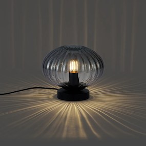 Lampada da tavolo di design nera con vetro fumé - Mochi