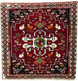 Shiraz Tappeto 60x60 Rosso (Iran) Annodato A Mano