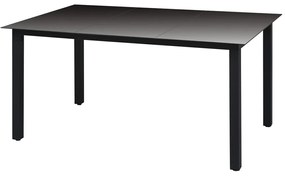 Tavolo da Giardino Nero 150x90x74 cm in Alluminio e Vetro