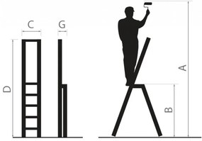 Scala a due gradini in acciaio con capacità di carico di 125 kg