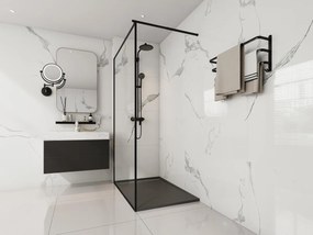 Piatto per doccia da posare o da incasso con sifone 120 x 80 cm in Resina Nero - LYROSA