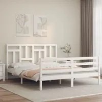 Giroletto con Testiera Bianco King Size in Legno Massello 3194967