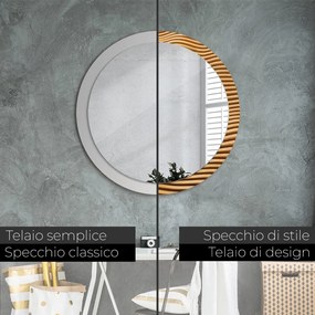 Specchio tondo con decoro Onda di legno fi 90 cm