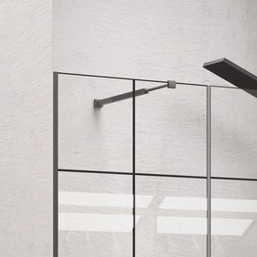 Kamalu - porta doccia 131-134 cm telaio nero opaco vetro serigrafato | kam-p5000