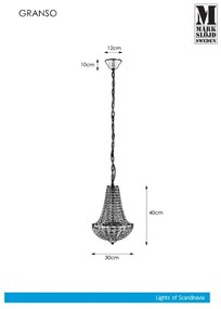 Markslöjd 107550 - Lampadario di cristallo da bagno a sospensione con catena GRÄNSÖ 2xG9/20W/230V