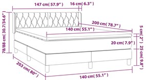 Giroletto a Molle con Materasso Marrone Scuro 140x200cm Tessuto