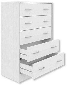 Cassettiera 5 cassetti bianco alpes 79x40x114 cm in legno resistente