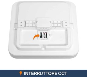 Plafoniera LED 24W IP65, Quadrata 28x28cm, CCT Bianco Variabile Colore Bianco Variabile CCT