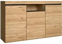 Credenza soggiorno 81x140x40cm per Sala da pranzo ufficio Colore con 3 Porte 1 Comparti stile nordico colore Rovere e nero