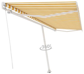 Tenda da Sole Autoportante Manuale 500x350 cm Gialla Bianca