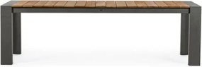 Tavolo Da Esterno In Alluminio Piano In Teak Allungabile 110x253/384 Cm Cameron Antracite Bizzotto