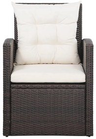 Set Divani da Giardino 5 pz con Cuscini in Polyrattan Marrone