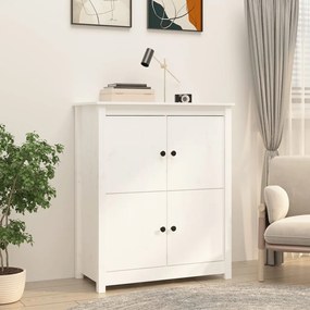Credenza Bianca 83x41,5x100 Cm İn Legno Massello Di Pino /