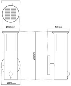 Applique Solare Nera in Acciaio con Sensore di Movimento IP54 Colore Bianco Naturale 4.000K