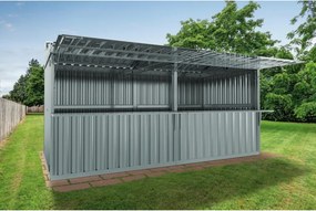 Chiosco in acciaio 2.7 x 5.2 m, superficie esterna 14.41 m² e spessore parete 40 mm, porta a due ante, SAPIL Daikiri+
