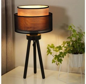Duolla - Lampada da tavolo WOOD BOHO 1xE27/15W/230V diametro 25 cm nero/beige