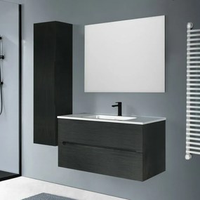 Mobile bagno sospeso 100 lava cannettato 2 cassetti lavabo e specchio Rigo
