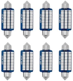 8 Pezzi Lampada Led Siluro 41mm Canbus T11 SV8.5 C5W 36 SMD 3014 12V 1.8W 160lm Luce Colore Blu