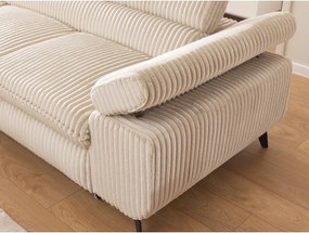 Divano angolare beige (con penisola a sinistra/a L) con rivestimento in velluto a coste Marbeya – Ropez