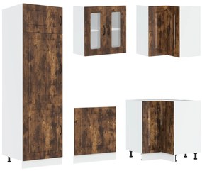 Mobile cucina  &quot;&quot;kalmar&quot;&quot; con doppio lavello in rovere affumicato legno ingegnerizzato