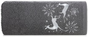 Asciugamano natalizio in cotone grigio con renna Larghezza: 70 cm | Lunghezza: 140 cm