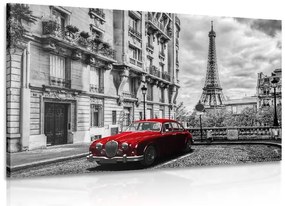 Stampa su tela – Auto retrò rossa a Parigi