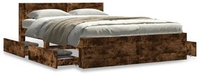 Giroletto Con Testiera Rovere Fumo 140x200 Cm Legno Multistrato /