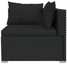 Set Divani da Giardino 11 pz con Cuscini in Polyrattan Nero