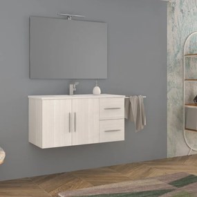 Mobile sottolavabo e lavabo Master bianco rock L 100 x H 55 x P 46 cm 1 vasca, 2 ante 2 cassetti