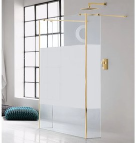 Box doccia walk-in Wens, vetro serigrafato 6 mm, H 200 cm, profilo dorato