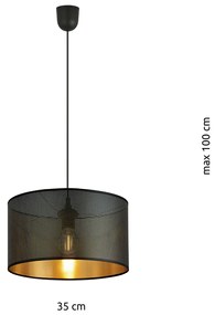 Sospensione Minimal 1 Luce Drago In Acciaio Nero E Oro