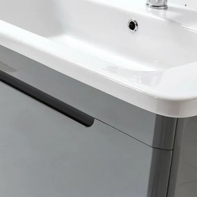 Mobile bagno sospeso 80 cm grigio lucido con specchio 70x90 Stillo