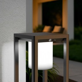 Paletto Lanterna Solare 80cm Nero con Sensore + Picchetto Colore Bianco Naturale 4.000K