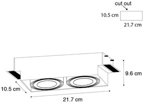 Faretto da incasso bianco GU10 AR70 senza cornice 2 luci - Oneon