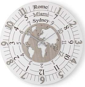 Orologio rotondo moderno TIME ZONE in legno laminato D30cm BRC