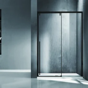 Kamalu - Porta doccia 130cm scorrevole con profilo nero vetro 8mm | KSA4000N