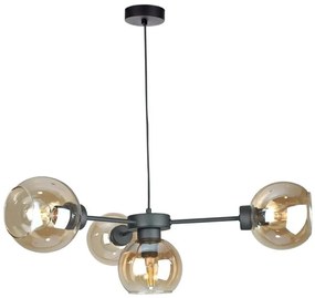 Lampadario a sospensione con filo KALIOPE 4xE27/60W/230V nero/fumé beige