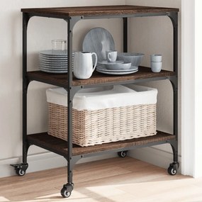 Carrello Da Cucina Rovere Marrone 60x41x76 Cm Legno Multistrato /
