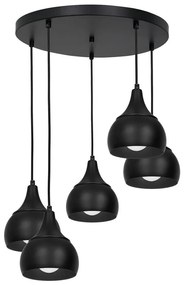 Lampadario su filo AKTAN 5xE27/60W/230V nero tondo