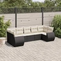 Set Divani da Giardino con Cuscini 7pz Nero Polyrattan 3254123