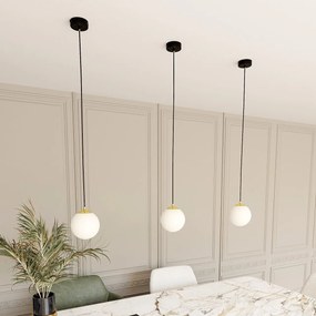 Lampadario a Sospensione in Acciaio ROYAL 1 Nero/Bianco e Oro E14