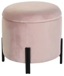 Poggiapiedi DKD Home Decor Nero Rosa Metallo Velluto 42 x 42 x 42 cm