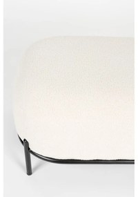 Poggiapiedi color crema con rivestimento in bouclé Hocker Polly – White Label