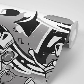 Carta da parati – Scritta Street Art grigia con spray