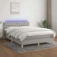 Letto a Molle Materasso e LED Grigio Chiaro 140x190 cm Tessutocod mxl 74853