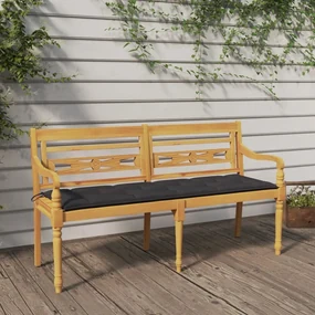 Panchina batavia cuscino antracite 150 cm legno massello teak