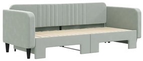 Divano letto con letto estraibile grigio chiaro 90x200 velluto