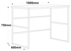 Scrivania Industrial Ferro E Legno 100x60x75H Rovere E Antracite Voyage